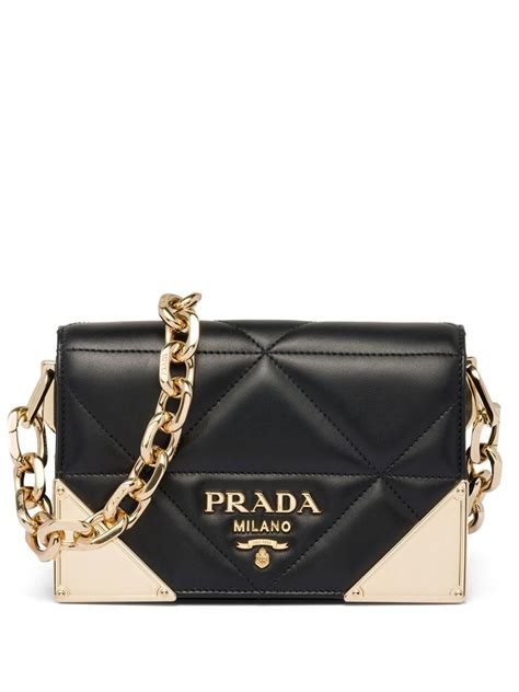 prada quilted nappa leather chain shoulder bag|Black Quilted nappa leather shoulder bag .